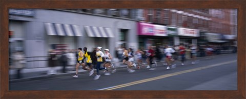 Framed People running in New York City Marathon, Manhattan Avenue, Greenpoint, Brooklyn, New York City, New York State, USA Print