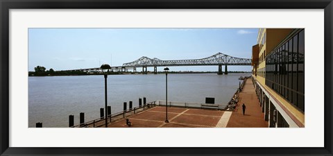 Framed Bridge across a river, Crescent City Connection Bridge, Mississippi River, New Orleans, Louisiana, USA Print