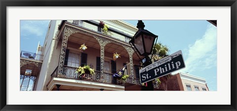 Framed Street name signboard on a lamppost, St. Philip Street, French Market, French Quarter, New Orleans, Louisiana, USA Print