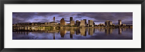 Framed Portland Skyline on a cloudy day, Oregon Print