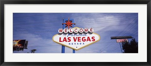 Framed Low angle view of Welcome sign, Las Vegas, Nevada, USA Print