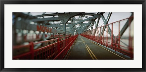 Framed Road across a suspension bridge, Williamsburg Bridge, New York City, New York State, USA Print