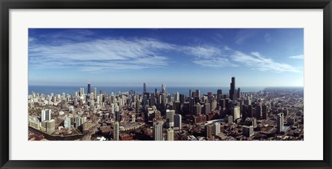 Framed Aerial view of a cityscape with Lake Michigan in the background, Chicago River, Chicago, Cook County, Illinois, USA Print