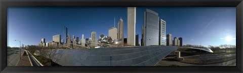 Framed 360 degree view of a city, Millennium Park, Jay Pritzker Pavilion, Lake Shore Drive, Chicago, Cook County, Illinois, USA Print