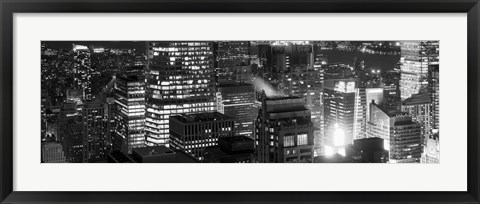 Framed Aerial view of a city at night, Midtown Manhattan, Manhattan, New York City, New York State, USA Print