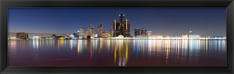 Framed Detroit River at Dusk, Detroit, Michigan Print