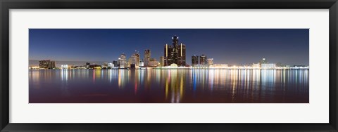 Framed Detroit River at Dusk, Detroit, Michigan Print