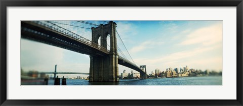 Framed Bridge across a river, Brooklyn Bridge, East River, Brooklyn, New York City, New York State Print