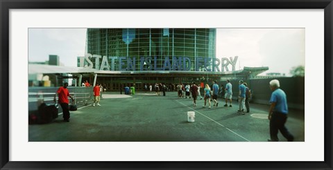 Framed Commuters in front of a ferry terminal, Staten Island Ferry, New York City, New York State, USA Print