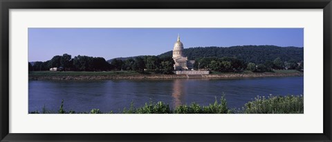 Framed West Virginia State Capitol from the Riverside, Charleston, West Virginia Print