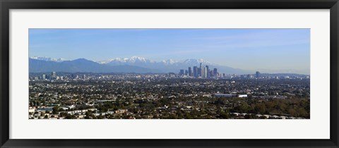 Framed City with mountains in the background, Los Angeles, California, USA 2010 Print