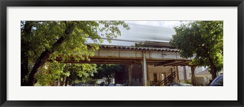 Framed Elevated train on a bridge, Ravenswood neighborhood, Chicago, Illinois, USA Print