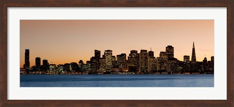 Framed Buildings lit up at dusk, San Francisco, California, USA 2010 Print