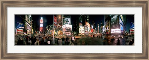 Framed 360 degree view of buildings lit up at night, Times Square, Manhattan, New York City, New York State, USA Print