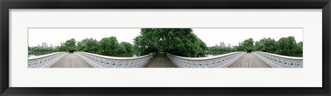 Framed 360 degree view of a footbridge in an urban park, Bow Bridge, Central Park, Manhattan, New York City, New York State, USA Print