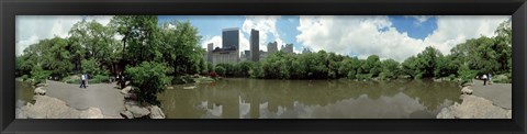 Framed 360 degree view of a pond in an urban park, Central Park, Manhattan, New York City, New York State, USA Print