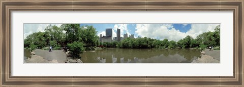 Framed 360 degree view of a pond in an urban park, Central Park, Manhattan, New York City, New York State, USA Print