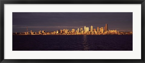 Framed City viewed from Alki Beach, Seattle, King County, Washington State, USA Print