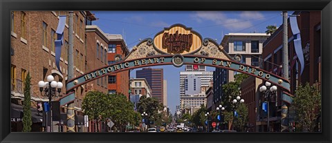 Framed Buildings in a city, Gaslamp Quarter, San Diego, California, USA Print