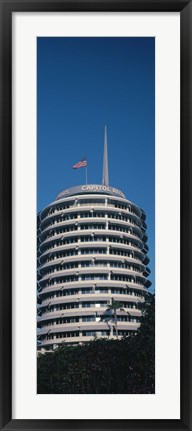 Framed Low angle view of an office building, Capitol Records Building, City of Los Angeles, California, USA Print