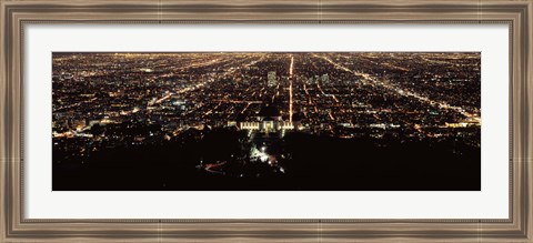 Framed Aerial view of a cityscape, Griffith Park Observatory, Los Angeles, California, USA Print