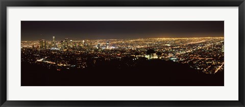 Framed Night View of Los Angeles from the Distance Print