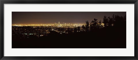 Framed Los Angeles, California Cityscape at Night Print