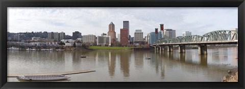 Framed Buildings at the waterfront, Willamette River, Portland, Multnomah County, Oregon, USA 2010 Print