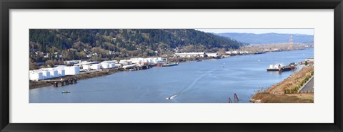 Framed High angle view of a river, Willamette River, Portland, Multnomah County, Oregon, USA Print