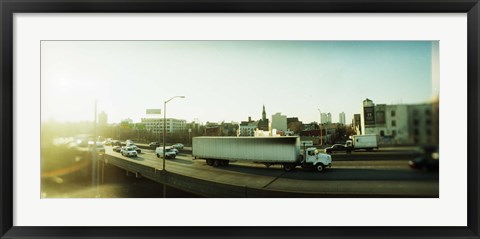 Framed Traffic on an overpass, Brooklyn-Queens Expressway, Brooklyn, New York City, New York State, USA Print