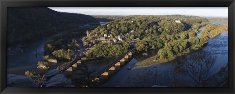 Framed High angle view of a town, Harpers Ferry, Jefferson County, West Virginia, USA Print