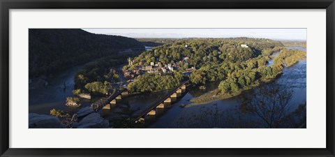 Framed High angle view of a town, Harpers Ferry, Jefferson County, West Virginia, USA Print