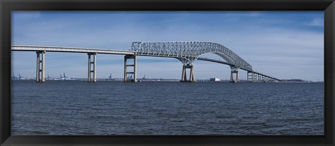 Framed Bridge across a river, Francis Scott Key Bridge, Patapsco River, Baltimore, Maryland, USA Print