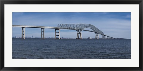 Framed Bridge across a river, Francis Scott Key Bridge, Patapsco River, Baltimore, Maryland, USA Print