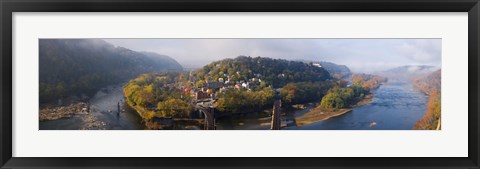 Framed Aerial view of an island, Harpers Ferry, Jefferson County, West Virginia, USA Print