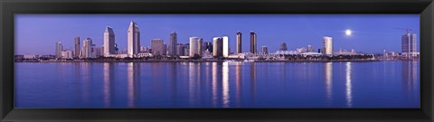 Framed Moonrise over a city, San Diego, California, USA 2010 Print