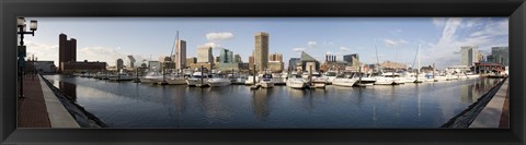 Framed Boats Moored at Inner Harbor, Baltimore, Maryland Print