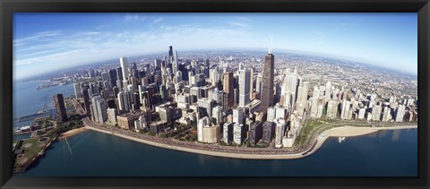 Framed Aerial view of a city, Chicago, Cook County, Illinois, USA 2010 Print