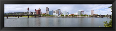 Framed Bridges with city skyline in the background, Hawthorne Bridge, Burnside Bridge, Willamette River, Portland, Oregon, USA 2010 Print