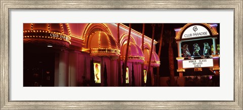 Framed Strip club lit up at night, Las Vegas, Nevada Print