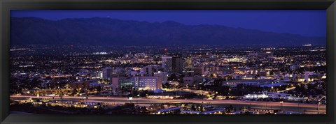 Framed Tuscson skyline at night, Arizona Print