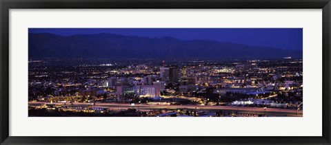 Framed Tuscson skyline at night, Arizona Print