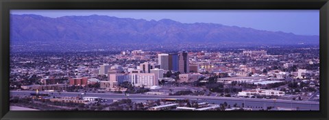 Framed Tucson, Arizona with Purple Sky 2010 Print