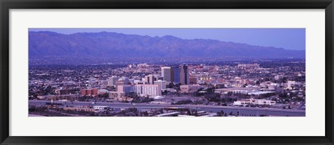 Framed Tucson, Arizona with Purple Sky 2010 Print