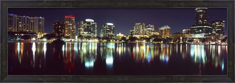 Framed Buildings at night, Lake Eola, Orlando, Florida Print