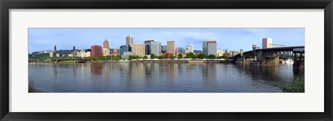 Framed Buildings at the waterfront, Willamette River, Portland, Oregon Print