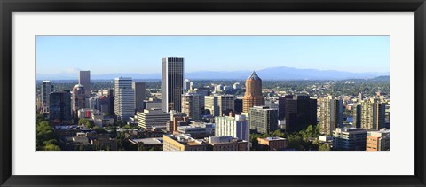 Framed Cityscape with Mt St. Helens and Mt Adams in the background, Portland, Multnomah County, Oregon, USA 2010 Print