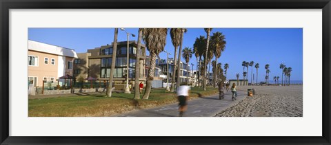 Framed People riding bicycles near a beach, Venice Beach, City of Los Angeles, California, USA Print