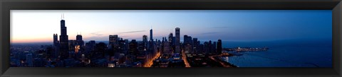 Framed High angle view of a city at dusk, Chicago, Cook County, Illinois, USA 2009 Print