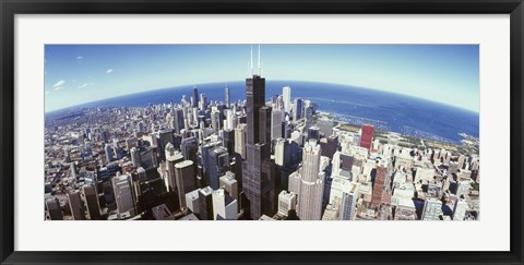 Framed Aerial View of the Sears Tower with Lake Michigan in the Background, Chicago, Illinois, USA Print